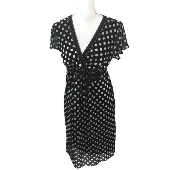 Motherhood Faux Wrap Polka Dot Maternity Dress - Picture 1 of 8